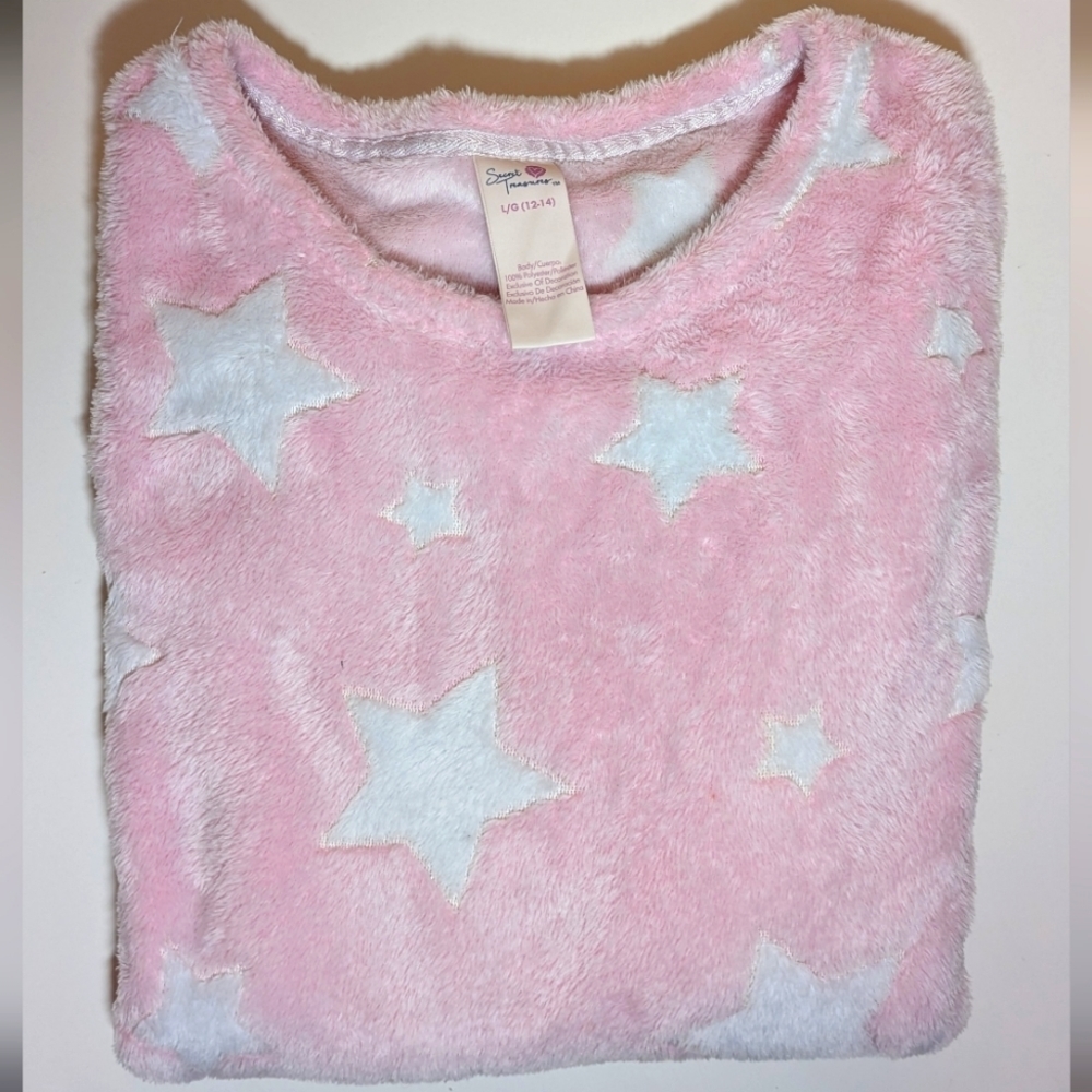 𝅺SECRET treasures Pink star fuzzy pajama top
